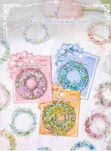 Primo piano degli adesivi PET Floral Whispered Notes con design di ghirlande colorate