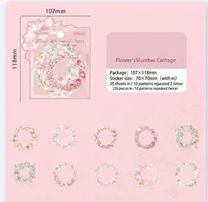 Set di adesivi PET floreali con 10 ghirlande vintage per scrapbooking fai-da-te