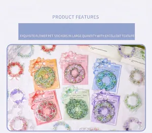 Set vario di adesivi floreali in PET per scrapbooking con 6 diversi motivi di fiori