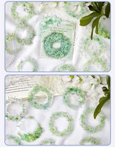 Vista dettagliata degli adesivi PET ghirlanda floreale per scrapbooking DIY 20 pezzi
