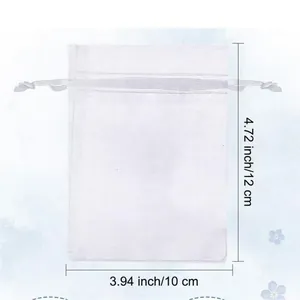 White organza drawstring pouch 12x10cm, ideal packaging for funeral cards or gifts