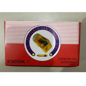 Box of 24 mini yellow pencil sharpeners for school and office stationery supplies