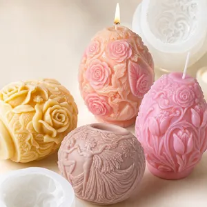 Stampi professionali in silicone 3D per candele fai da te con rilievi di tulipani e rose