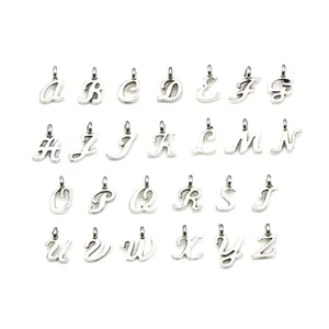Set mit 26 silberfarbenen Alphabet-Anhängern für DIY-Schmuckherstellung und Ketten
