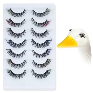 Multicolor Russian Volume Thick Curled Synthetic Fiber False Eyelashes Dramatic Colorful Eyelashes For Party Stage Makeup Decoration