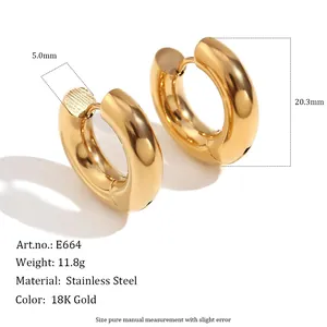 Minimalistische Edelstahl Klobige Creolen Für Damen Gold Silber Plattiert Dickes Rohr Runde Geometrische Statement Ohrringe Schmuck Geschenk