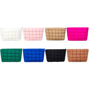 Lot de 8 trousses de maquillage matelassées multicolores, pochettes de voyage légères