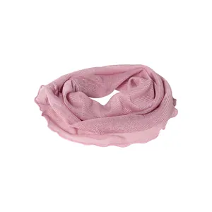 Lichte roze moerbeizijden mesh sjaal met gebreid zonbeschermingsontwerp voor dames