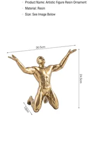Detailed dimensions and product info for Nordic retro golden resin human figure sculpture