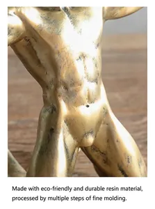 Close-up of a vintage bronze-colored male torso resin ornament with realistic muscle details