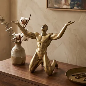 Vintage Nordic style muscular male figurine for creative home decor and living room display.