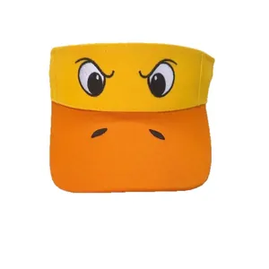 Quirky embroidered eyes sun visor cap for adults in yellow and orange