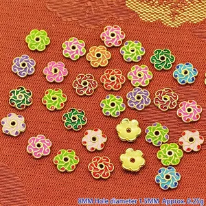 Multicolor 8mm alloy drip oil flower spacers and beads for DIY jewelry making material