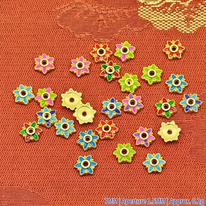 Colorful 7mm flower-shaped alloy spacer beads for DIY jewelry making and handmade crafts