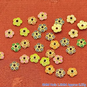 8mm colorful enamel flower alloy spacers for DIY jewelry making