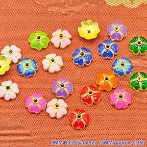 9mm colorful flower-shaped alloy bead caps for DIY jewelry making and beading