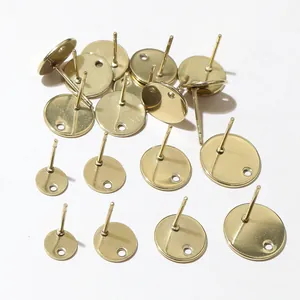 6-12mm stainless steel round earring posts with holes for DIY jewelry making