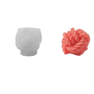 Molde de silicona de bola de lana gruesa para velas aromáticas y yeso DIY