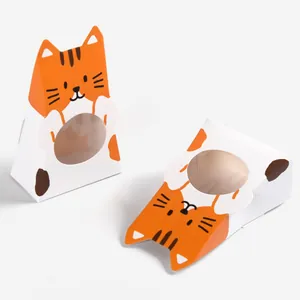 Cute cat shaped gift box with transparent window for candy and cookie packaging