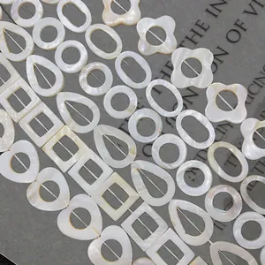 Natural White Mother Of Artificial Pearl Shell Beads Hollow Square Heart Waterdrop Shape Loose Beads For DIY Jewelry Making Necklaces