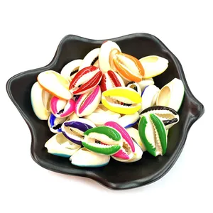 Natural Painted Cowrie Shell Beads For DIY Jewelry Making Ocean Theme Mixed Colors Charms For Necklace Bracelet Crafts