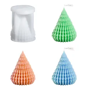 High-quality Christmas tree scented candle silicone mold with multi-colored wax samples