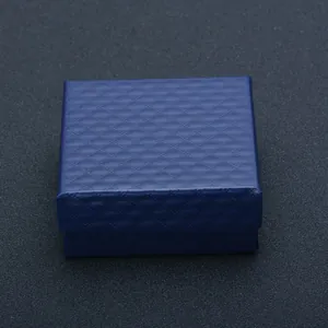 Elegant square dark blue textured jewelry gift box for rings, earrings and necklaces storage