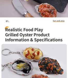 Realistic PVC simulation oyster keychain and seafood bag charm accessory for food lovers