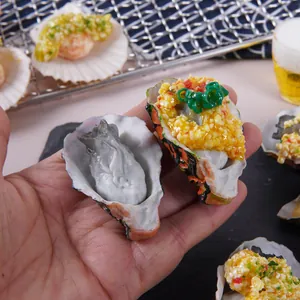High realism PVC oyster and scallop simulation seafood models for funny keychain decoration