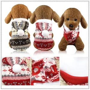 Close-up of festive Christmas pet hoodie with snowflake patterns and soft fleece lining