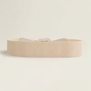 Close-up detail of a beige elastic waist seal belt showing high-density woven texture