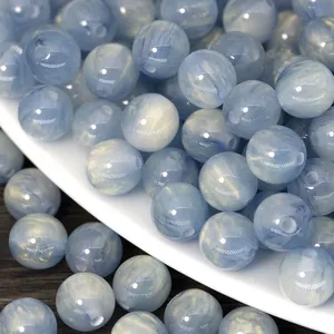 High-quality dreamy blue starry sky resin beads with gold marbling for DIY jewelry making