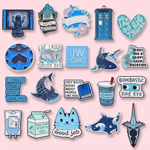 Kreative Blaue Serie Cartoon Emaille Pins Set Für Rucksack Kleidung Legierung Zitat Katze Zaubertrank Flasche Revers Brosche Schmuck Geschenke