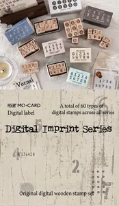 Detailansicht von Vintage-Holzstempelset für Bullet Journaling und Bastelarbeiten