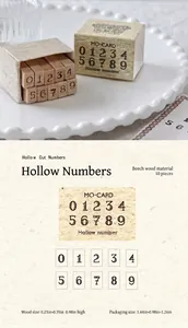 Detaillierte Größenansicht von 10-teiliges Buchenholz Hohlzahlen Stempel Set.