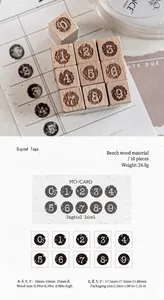 10er-Set Buchenholz-Zahlenstempel für DIY-Journaling und Vintage-Scrapbooking-Deko