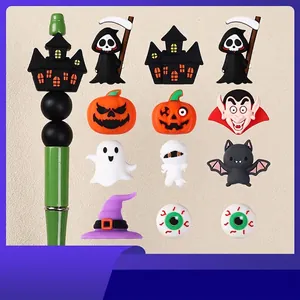 Halloween 3D Silicone Beads DIY Jewelry Making Accessories Pumpkin Ghost Bat Mummy Vampire Haunted House Eye Skull Beads