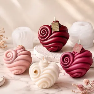Moule En Silicone Spirale De Coeur Pour DIY Bougies Savons Aromathérapie Résine Qualité Alimentaire Flexible Durable