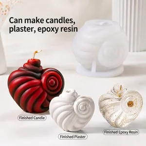Moule en silicone cœur en spirale DIY pour bougies parfumées plâtre et résine époxy