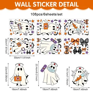 108-teiliges Halloween Cartoon Geist Krankenschwester Wandsticker Set mit Maßen