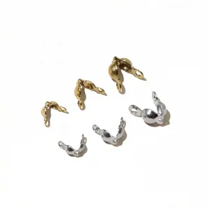 Detailed view of stainless steel double bead end clasps for DIY jewelry in gold and silver