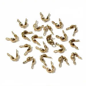 Premium gold stainless steel clamshell bead tip knot covers for DIY jewelry making crafts