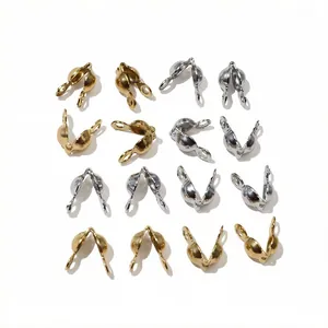 Set of stainless steel double bead covers for jewelry making in gold and silver finishes