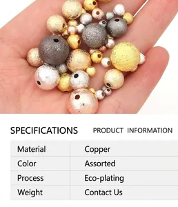 Detail showing various sizes of frosted copper spacer beads for DIY jewelry making