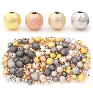 Variety of 3-12mm frosted copper spacer beads in multiple colors for DIY jewelry