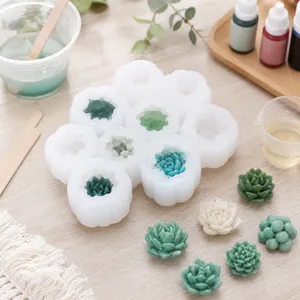 9-cavity succulent silicone mold for DIY aromatherapy candles and handmade resin crafts