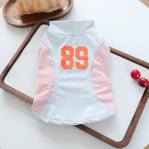 Breathable mesh pet vest for small dogs featuring orange number 89 print