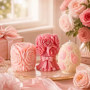 Romantic rose flower and tulip egg candle silicone molds for handmade DIY craft gifts
