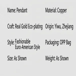 Detailed product specifications for copper gold-plated clover pendant with zircon