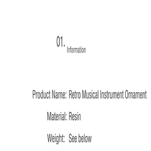 Detailed specifications of vintage musical instrument ornament made of high-quality resin.
